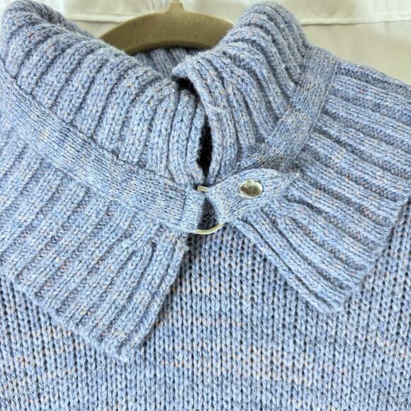 *BLUE**Soft Surroundings Wool-Blend Tunic Sweater — Shawl Neck, Pockets, Small - Picture 5 of 7